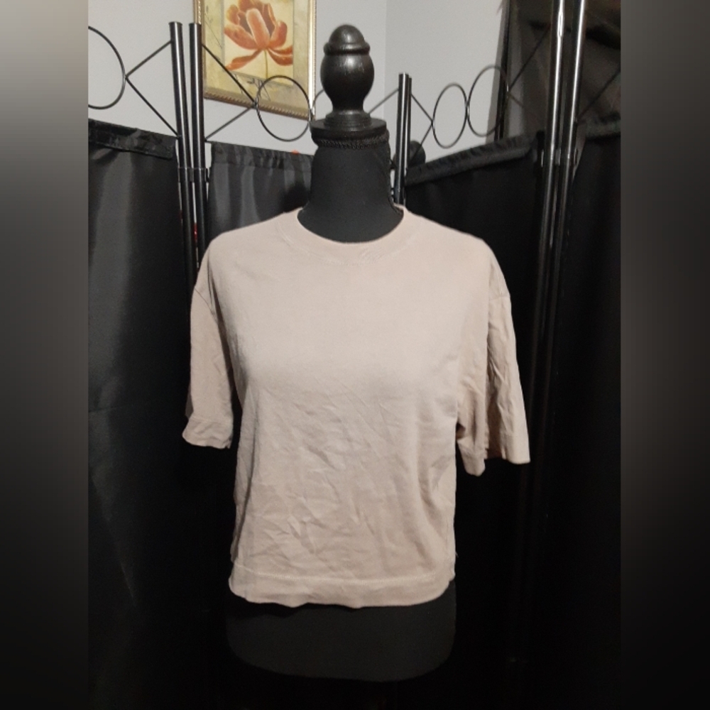 Abercrombie & Fitch Cropped Top Ter Short Sleeve Tan Tsupe Size S Casual Coastle